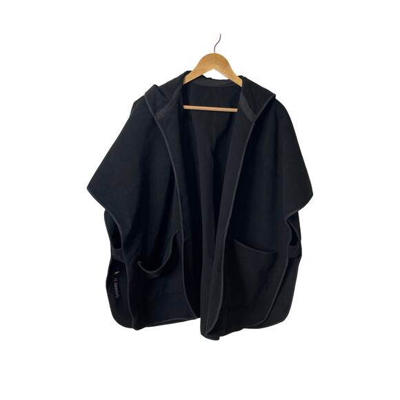 NWOT ASOS Cape Jacket Women One Size Black Hooded Winter Warm Casual Goth Emo - Picture 1 of 6